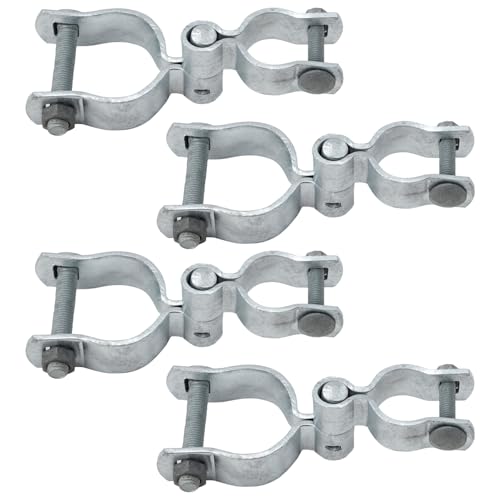 VIVIDA 1-3/8" x 2-3/8" Chain Link Fence Gate Hinge Kit, 4 Pack | Chain Link Fence Hardware, Galvanized Steel, For 1-3/8" x 2-3/8" OD Pipe, Bolts & Nuts Included - color: Silver (4 Set), size: 1-3/8" x 2-3/8"