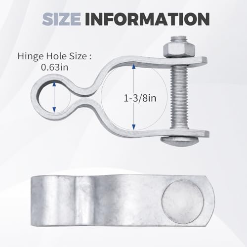 2-Pack Female Gate Hinges for 1-3/8 in OD Chain Link Posts | Pairs with a 5/8 in male pin, Galvanized steel for outdoor use, Bolts and nuts included, For repair or new installation - size: 1-3/8 Inch