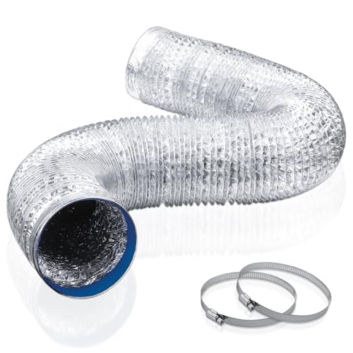 Wathai 4 Inch Flexible Dryer Vent Hose 10ft Ducting Kit for Tight Spaces | for Tight Spaces Crush-Resistant Exhaust Hose with 2 Clamps, Ventilation Duct for Dryer and HVAC Systems - style: 4Inch Duct 10FT