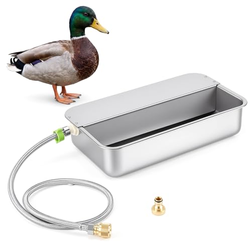 Shimeyao 3 Gallon Automatic Chicken Water Dispenser 304 Stainless Steel Large Capacity Self Filling Poultry Waterer for Hens Ducks Livestock Sturdy Gravity Fed with Float Valve Drinking Bowl