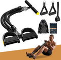 Pedal Resistance Band with Handle, Aturien Adjustable Powerful 4-Tube Elastic Bands for Exercise, Multifunctional Foot Pedal Puller, Home Workout Equipment for Legs Arms Abs - color: BLack