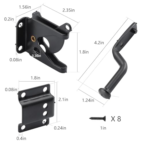 WellMade Self Locking Gate Latch Automatic Gravity Lever Door Lock for Wooden Fences, Heavy Duty Metal Gates, Vinyl Fence, Secure Pool, Garden Outdoor gate, Black with Screws