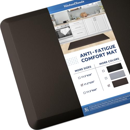 Kitchen Mat Cushioned Anti Fatigue Rug Standing and Comfort Floor Mats | Water-Resistant, Non-Slip, Easy to Clean Comfort Floor Mat for Kitchen, Sink & Office, Multiple Colors & Sizes, 17.3"x39" - color: Chocolate, size: 39"L x 17.3"W x 0.5"Th
