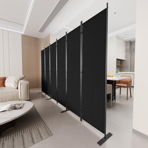 C-Hopetree 6 Panels Room Divider, 6 Ft Tall Indoor Folding Privacy Screen, Portable Partition Separator, Freestanding Separation Temporary Wall for Office, Bedroom, 120" W X 71" H, Black - size: 6-Panel