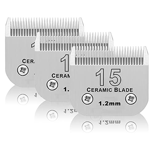 15# Dog Grooming Ceramic Blades,Compatible with Andis,Oster A5,Wahl KM10 | Size 15# Detachable Ceramic Blade 3/64-Inch 1.2MM Cut Length,3 Pack - size: 3pc 15:3/64''(1.2mm)