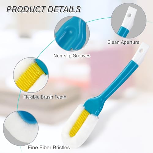 Andiker Professional Cleaning Shoe Brush, Multifunctional Long Handle Shoe Brush Cleaner, Hangable Soft Bristle Shoes Cleaning Brush (Blue) - color: Blue