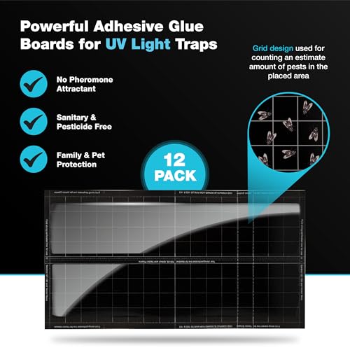 Catchmaster Vector Universal Replacement Glue Boards Black, UV Light Fly Trap for Home, Unscented Gnat Traps for House, UV Lamp Insect & Mosquito Killer Refill, Adhesive Bug Light Boards, 12-Pack - style: 12-Refills - Black