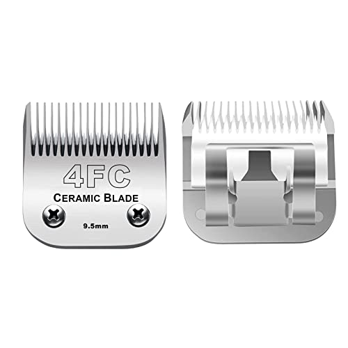 4FC Blade Detachable Pet Clipper Replacement Blades, Ceramic and Stainless Steel, Compatible with Andis, Oster, and Wahl Clippers | Dog Grooming Blade For Oster A5/Wahl KM Series Dog Clipper ,Ceramic Blade & Stainless Steel Blade - color: 1pack 4fc:3/8''(