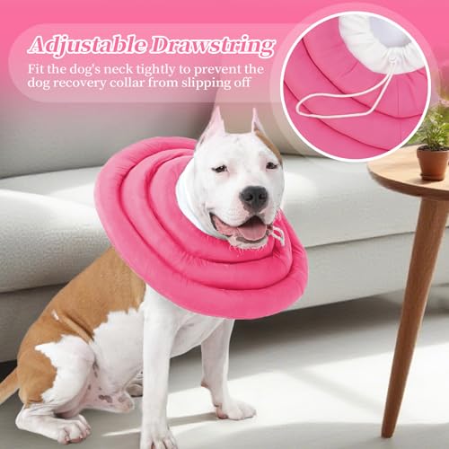 IDOMIK Dog Recovery Collar, Waterproof Soft Dog Cone After Surgery | Comfy Protective Elizabethan Collar Alternative for Dogs Cats, Adjustable Pet Neck Donut Cone Anti-Licking Wounds,Rose,S - color: Rose Red, size: S