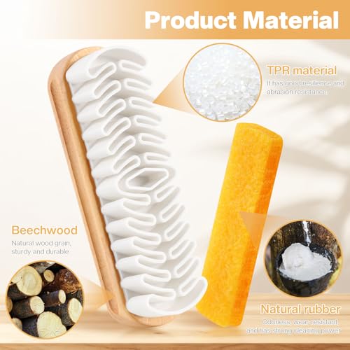 2 Pcs Suede Shoe Brush Nubuck Leather Cleaner Shoes Shine Dauber Crepe Applicators Set with Cleaning Eraser(Brush with Eraser) - style: Brush with Eraser