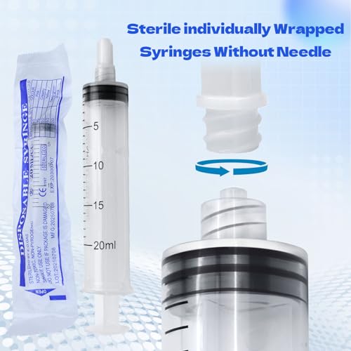 20ml Syringes Without Needles, 20cc Luer Lock Syringe - Disposable Individually Wrapped(30 Pack) - size: 20ml