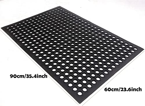 Uniboho Door Mat Outside Entrance Rubber Floor Mat 35x24 Anti Slip | Commercial Resturant Kitchen Drainage Mat Heavy Duty for Garage Garden Industral Pool Bar Wet Area - size: 35x24 inches