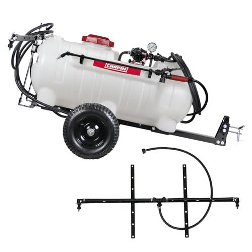 Chapin 97714: Made in The USA 25-Gallon Tow-Behind 2.5GPM/12V EZ Mount Deluxe Multi-Purpose ATV/UTV Tank Sprayer for Lawn & Garden, Farm & Acreage, Weed Control, w/ 2-Nozzle Spray Boom Attachment - size: 25-Gallon