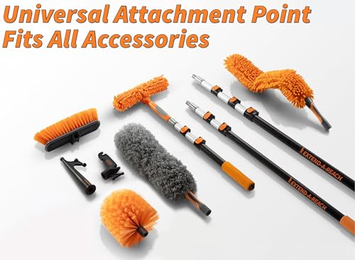 4-13 ft Cobweb Duster with Extension Pole 20 Foot High Reach | Spider Web Cleaner Cobweb Brush for Outdoor & Indoor Web Cleaning // Lightweight & Sturdy Telescopic Pole Kit - size: 13 feet