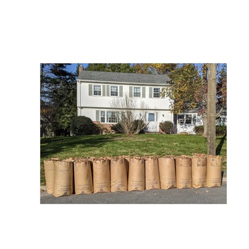 30 Gallon Lawn & Leaf 2-Ply Heavy-Duty Yard Waste Compost Refuse Paper Bags with Necessia Gardening Gloves, Eco-Friendly, Tear Resistant, Self Standing, Biodegredable, Made in USA, 30 Count