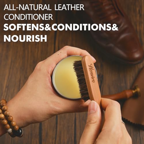 CUTEUP Leather Boot Care Kit – Mink Oil, Saddle Soap, Waterproofing Wax, Shoe Brush, Leather Cleaner and Conditioner Kit