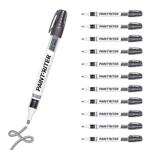 Markal 96832 Paint-Riter+ Valve Action Marker, Versatile Surface Compatibility, Bold Mark Size 1.8", Silver 12-Pack - color: Aluminum