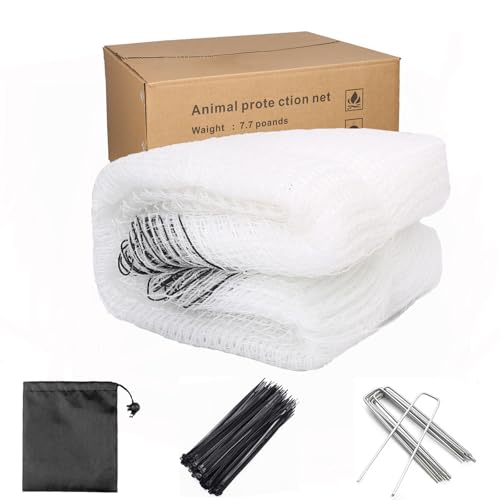 Deer Fence 4ft X 100ft Deer Fencing for Garden with 50 Cableties10 Stainless Steel Ground Stakes1 Storage Bag，Ideal for Garden Netting,Against Bird,Temporary Fence,Fruit Plant Protection - color: White