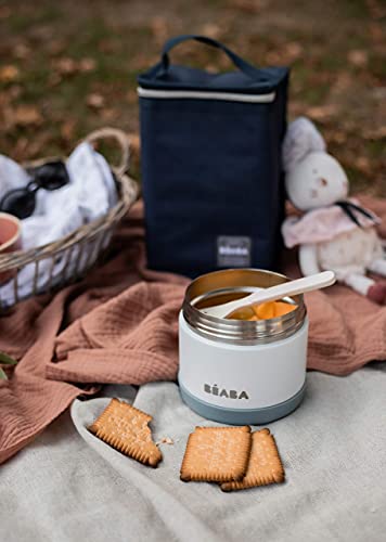 Beaba Stainless Steel Insulated Food Jar 16 oz, Kids Thermos, Lunch Containers, Leakproof, Wide Opening, Suitable for Hot and Cold Foods (Cloud) - color: Cloud