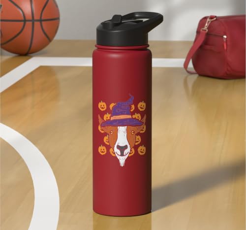 Halloween Goat Pumpkin Farm Animal Costume Men Women Kids Stainless Steel Insulated Water Bottle - color: Red