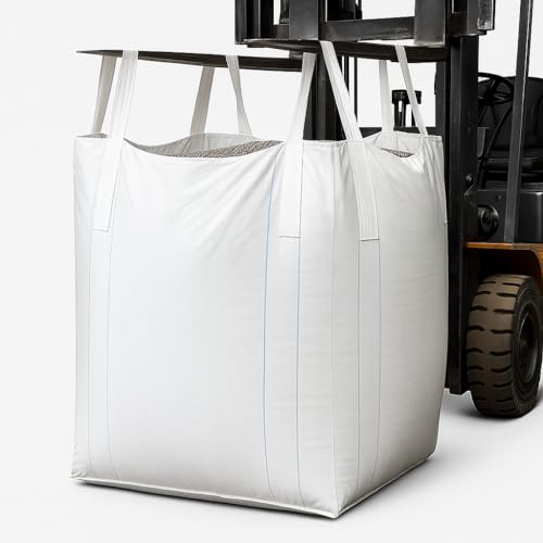 5 Pack FIBC Bulk Bags, 1 Ton Capacity Each, 2200lbs SWL Polypropylene | 35x35x43", Large Reusable Super Sacks for Yard Waste, Firewood, Grain(costales para maíz), Construction Debris, and More