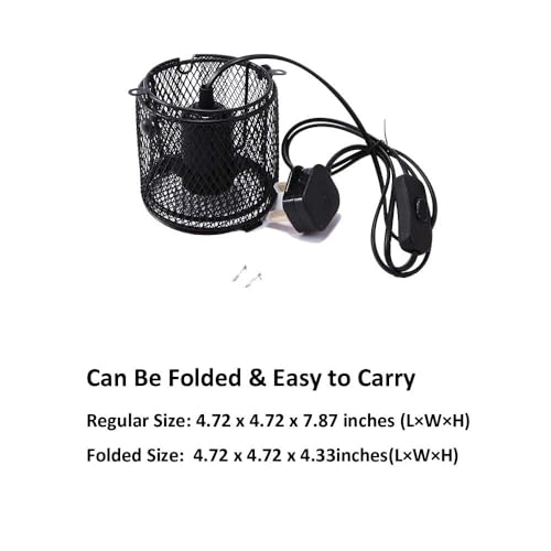 Reptile Heat Lamp Holder with Anti-hot Bracket, Pet Heat Lamp Lampshade Holder Heating Light Bulbs Holder Heating Lamp Shade with Switch for Pet Amphibian Snake Lizard Turtle Birds Chick，US Plug