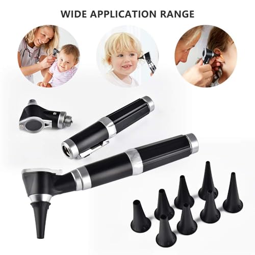 Jiusion 3X Otoscope with LED, Handheld Ear Magnifier Scope for Doctor & Home | Portable Ear Check Scope with 8 Specula Caps & Storage Case for Adults, Kids, Pets, Dogs, Cats - size: Otoscope