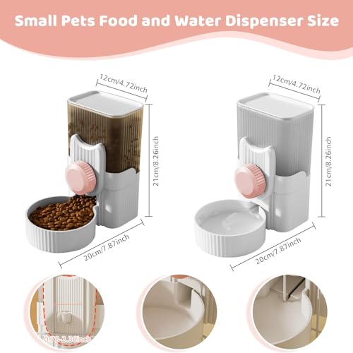 Hanging Cage Auto Pet Food Bowl Water Bottle Dispenser, 1L, Pink | Auto Gravity Pet Feeder and Waterer Set, Kennel Feeding Station, Crate Feeder Dish, For Rabbit Puppy Cats Ferret - color: Pink