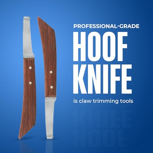 Hoof Knife Double Edged Wide Straight Blade,Stainless Steel Curved Blade Farrier Tool with Wooden Handle (Left Hand) - style: Extra Long Shaft - LH