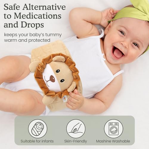 Baby Colic and Gas Relief, Heated Tummy Wrap for Newborns Belly Relief by Soothing Warmth, Baby Heating Pad Swaddling Belt Relief & Soothe Gas, Colic and Upset Stomach in Babies and Toddlers (Lion) - color: Lion