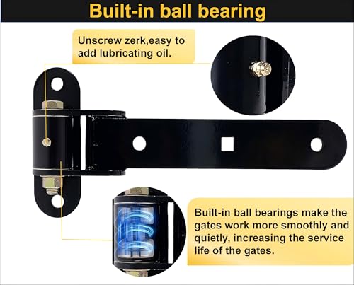 13” Heavy Duty Gate Hinges,900 LBS Load Capacity, Thickened Solid Steel | 180°Open or 90°in/Out Swing,Black Hinges With 8Bolts,Smooth operation,Bolt/Weld On Wood/Metal Garden Fence Shed Barn Gates - size: Large-8Bolt