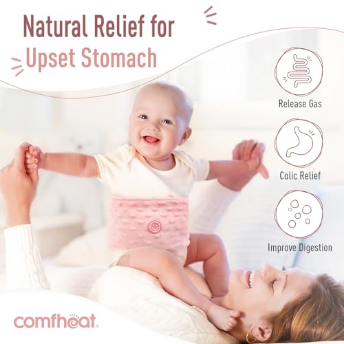 Colic and Gas Relief for Newborns, Flaxseed Heated Tummy Wrap | Infants Baby Swaddling Belt with Soothing Warmth, Natural Relief for Upset Stomach in Babies Toddlers, 0-3 Years (Pink) - color: Pink