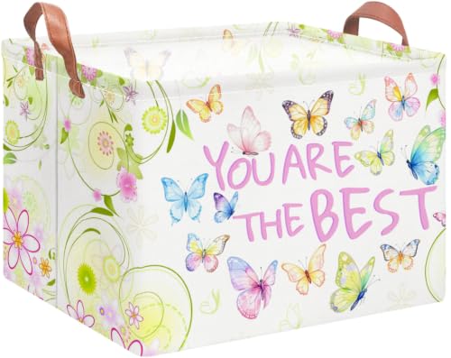 NTAOHAMPER Rectangular Storage Basket Empty,Storage Bin with Handles,Room Decor,Gift Basket,Book Box(Blessing Butterfly) - color: Blessing Butterfly