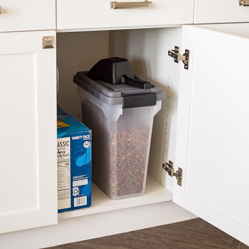 IRIS USA Dog Food Storage Container, Up to 13 lbs, Dark Gray, Made in USA | Includes 2-Cup Scoop, Airtight Seal, BPA-Free, Bird Seed, Cat food, Treats, Keeps Kibble Fresh, Pellets - color: Dark Gray/Clear, size: 13 lbs