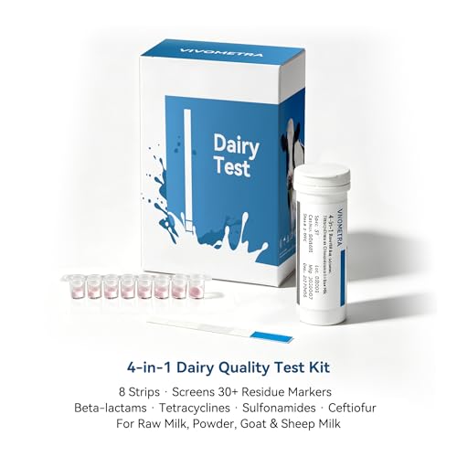 4-in-1 Dairy Quality Test Kit - 8 Strips for 32+ Residue Screenings - Detects Beta-lactams, Tetracyclines, Sulfonamides & Ceftiofur - for Raw Milk, Milk Powder, Goat & Sheep Milk