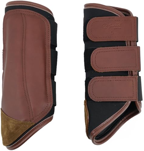 Jeereal Brushing Horse Boots Equine Boots | Protective Gear and Training Equipment | Neoprene,Waterproof Cloth and Genuine Leather Made of (Coffee, Full (Large)) - color: Coffee, size: Full (Large)
