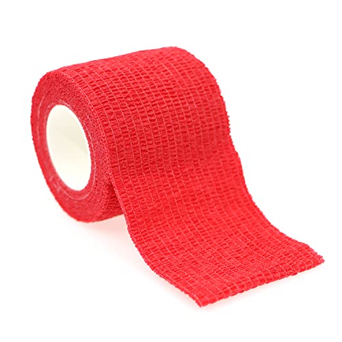 Self Adhesive Bandage Wrap Animal Cohesive Bandage Self Adherent Wrap First Aid Tape for Dogs Cats Horses Birds & Wrist Healing Ankle Sprain (2 Inch Red 12 Rolls) - color: 2 Inch Red 12 Rolls