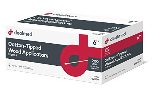 Dealmed 6 in Sterile Cotton-Tipped Applicators - 2000 Count Case | 100% Pure Cotton Tips, Wooden Shafts, Individually Wrapped Pairs, 100 Pouches Per Box, For Medication And Skin Care - size: 6" Sterile (Case of 2,000)