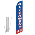 GLOBAL ADVERTISING SOLUTIONS Auto Repair Feather Flag Eye Catching Banner Sign for Business and Marketing Complete Set with 15 ft Pole Kit and Ground Spike (Alignment Here Blue) - style: Alignment Here Blue