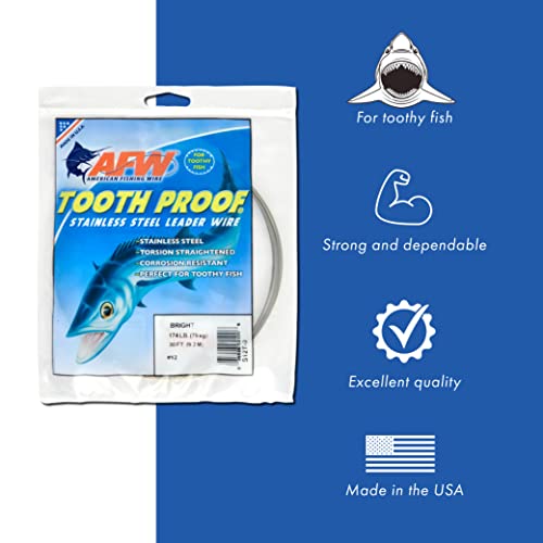 AFW Tooth Proof Fishing Line - Single Strand | High-Strength Stainless Steel Tooth Proof Fishing Line Single Strand Leader Wire Versatile Applications 360 lb test USA Made - color: Camo, style: #4, 38 Lb Test, 1 Lb