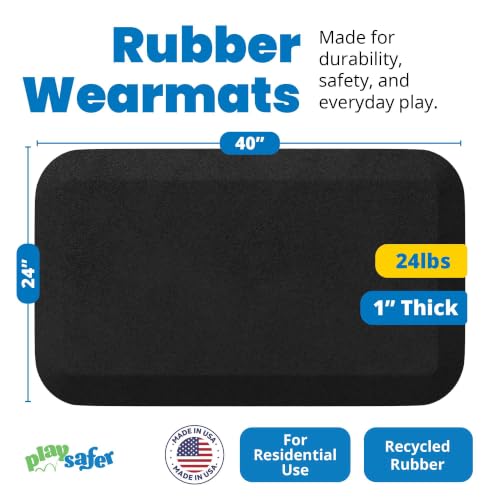 Playsafer Playground Safety Rubber Wearmat for Swingsets and Slides - 1" Thick X 24" W X 40" L (2 Pack, Black) - color: Black, size: 2 Pack (40" L x 24" W x 1" Thick)