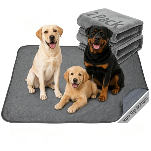 Washable Dog Pee Pads, 2 Pack, 36x48 Reusable Puppy Pads, Waterproof | Leakproof Dog Mats, Non-Slip Puppy Training Pads for Whelping, Playpen, Crate, Senior Dog Incontinence, Housebreaking - size: 36"x48"-2PACK