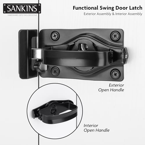 Gate Door Latch, Dual-Sided Operation, Heavy Duty Durable Gate Door Latches for Wooden, Vinyl, Metal Gates, Suitable for Inward and Outward Opening Gates, Enhanced Security with Lock, Black