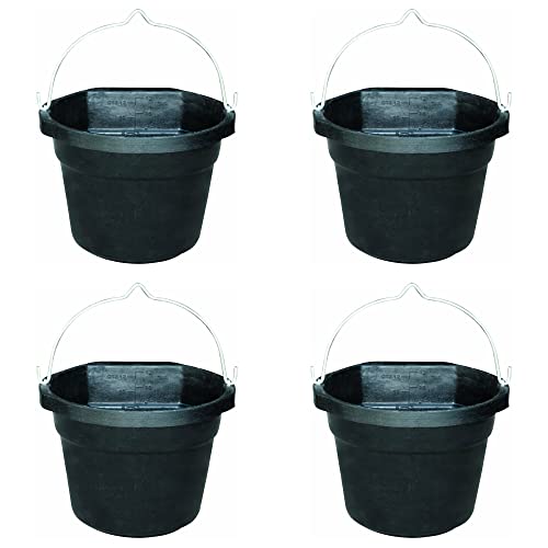 Farm Innovators Heated Flat-Back Rubber Bucket, 70 Watts, 3 Gallon, 4-Pack | Metal Handle, Built-In Thermostat and Concealed Heating Element Support Reliable Livestock Watering in Cold Weather - color: 3 Gallon, size: 4 Pack