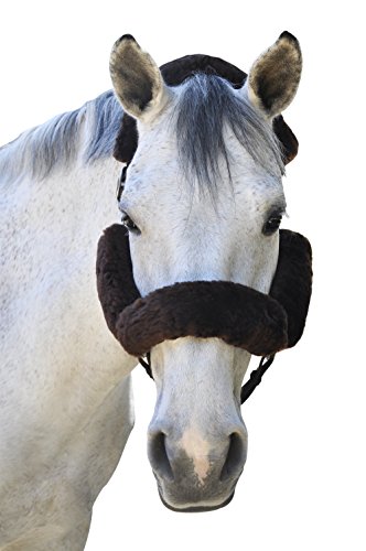 Merino Sheepskin Halter Fleece Set for Horses, 100% Natural Wool, Chafe Protection, Breathable Relief & Cushioned Comfort, Machine Washable, 4-Piece Set, Brown - color: Brown