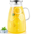 Aofmee Glass Pitcher with Lid and Handle, Glass Water Pitchers, 1 Gallon | Thickened Borosilicate Glass Iced Tea Pitcher, Drip-free Spout, Heat Resistant, Stovetop Dishwasher Safe Jug Jar - size: 1 Gallon
