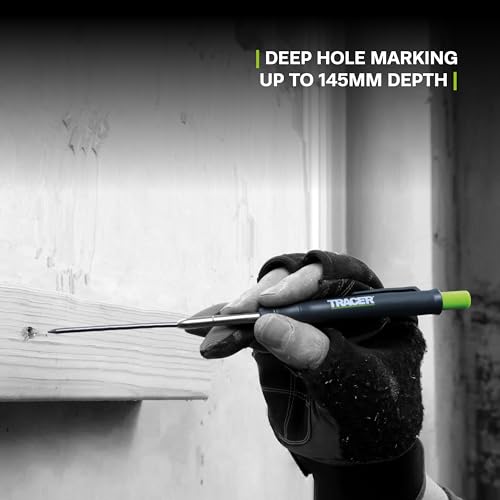 Tracer 2.8mm Carpenters Pencil Deep Hole Construction Pencil | Site Holster and Pencil Sharpener Carpenter Pencils Mark Up to 5.7 Inches Woodworking Pencil - Lapiz de Construccion - style: Pencil