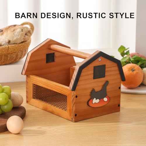 Egg Basket for Gathering Fresh Eggs, Farmhouse Egg Collecting Basket, Wood Chicken Egg Basket Countertop. （Brown Medium） - color: Brown, size: Medium