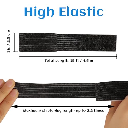 24 Rolls Elastic Self Adhesive Bandage Wrap 1 Inch, Breathable Non Woven Cohesive Bandage, Vet Wrap for Dogs, Ankle Sprains Swelling Medical First Aid Tape, Sports Athletic Tape Color Black - color: 1 Inch-24 Count Black
