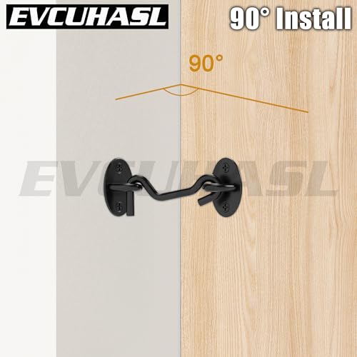 4 Inch Privacy Hook and Eye Latch, Black Iron Barn Door Lock Cabin Hooks, Eye Hook Latch for Gate Shutters Window Slide Barn Shed Cabinet, Sliding Door Lock Eye for Indoor Outdoor, 1 Pack - size: 4 Inch